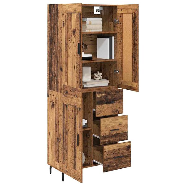 vidaXL Haut Armoire avec tiroir 2 pcs Bois Ancien Bois d'ing&eacute;nierie