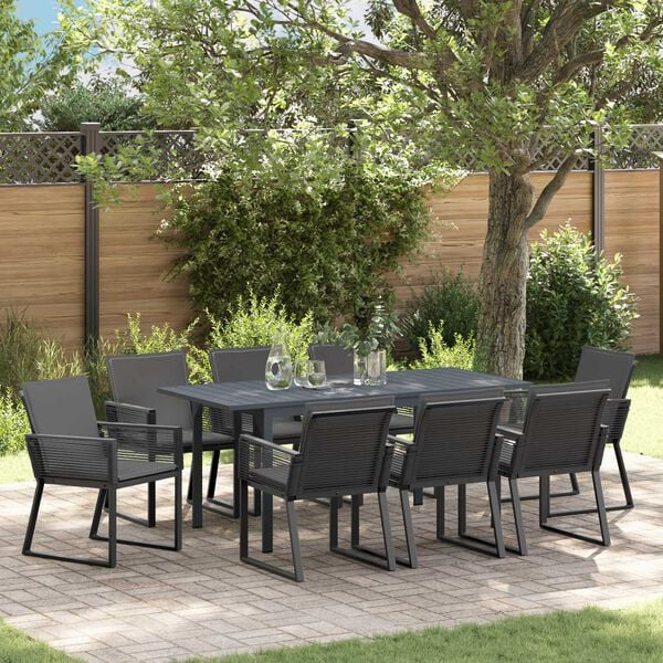 vidaXL Ensemble de salle à manger pour jardin 9 pcs Anthracite