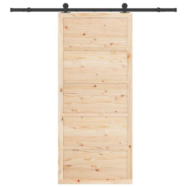 vidaXL Porte coulissante Naturel 80 x 208 cm Bois de pin massif