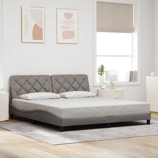 vidaXL Cadre de lit sans matelas taupe 180x200 cm tissu