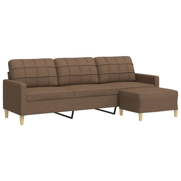 vidaXL Canap&eacute; &agrave; 3 places avec repose-pieds Marron 210 cm Tissu