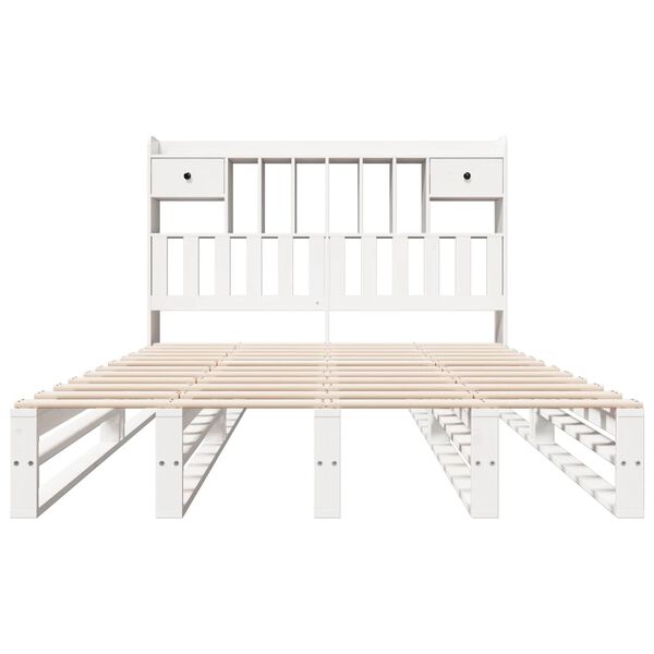 vidaXL Lit bibliothèque sans matelas blanc 150x200 cm bois pin massif