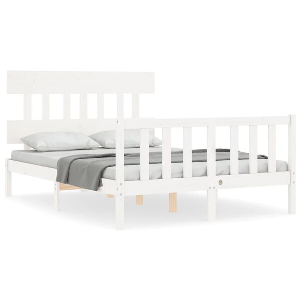 vidaXL Cadre de lit sans matelas blanc bois de pin massif