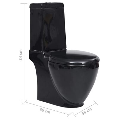 vidaXL Toilette en céramique Ronde Écoulement d'eau au fond Noir