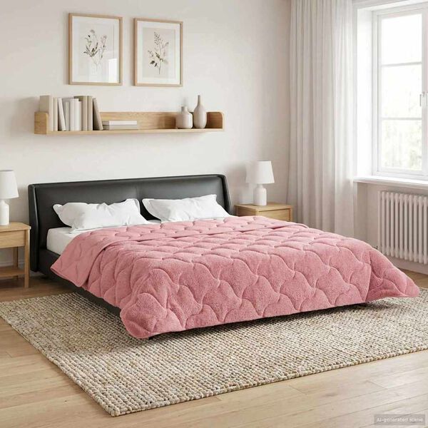 vidaXL Duvet complet toute l'ann&eacute;e Matelass&eacute; Rose 200 x 240 cm