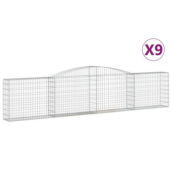 vidaXL Paniers à gabions arqués 9 pcs 400x30x80/100 cm Fer galvanisé