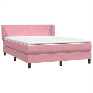 vidaXL Sommier &agrave; lattes de lit avec matelas rose 160x210 cm velours