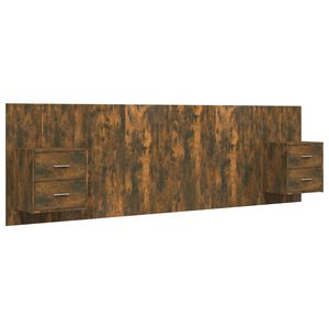 vidaXL T&ecirc;te de lit avec armoires Ch&ecirc;ne fum&eacute; Bois d'ing&eacute;nierie