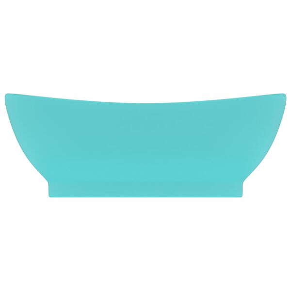 vidaXL Lavabo ovale &agrave; trop-plein Vert clair mat 58,5x39 cm C&eacute;ramique