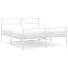 vidaXL Cadre de lit m&eacute;tal sans matelas et pied de lit blanc 135x190 cm