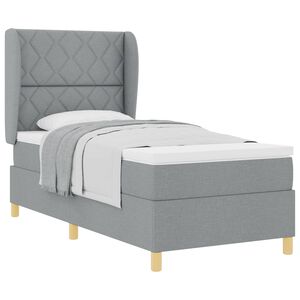 vidaXL Lit &agrave; ressorts avec matelas gris fonc&eacute; 90x190 cm Gris clair