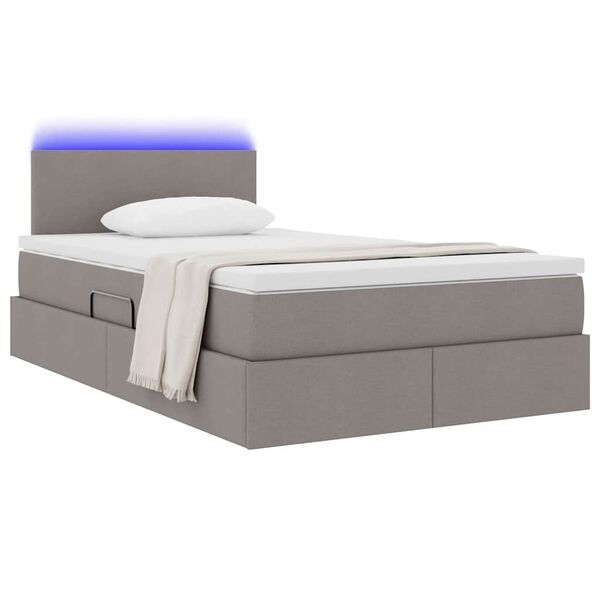 vidaXL Lit avec rangement et LED avec matelas Taupe 120 x 190 cm tissu