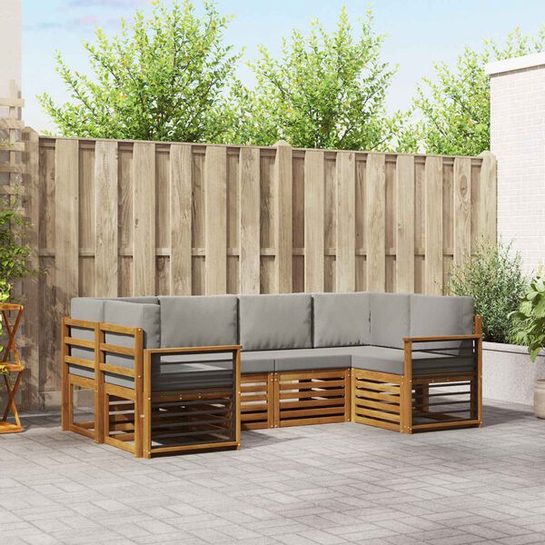 vidaXL Ensemble de canap&eacute; d'angle 6 pcs Gris Naturel et Clair