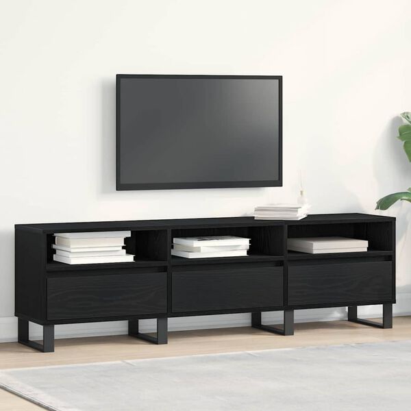 vidaXL Meuble TV Ch&ecirc;ne noir 150 x 30 x 44,5 cm Bois d'ing&eacute;nierie