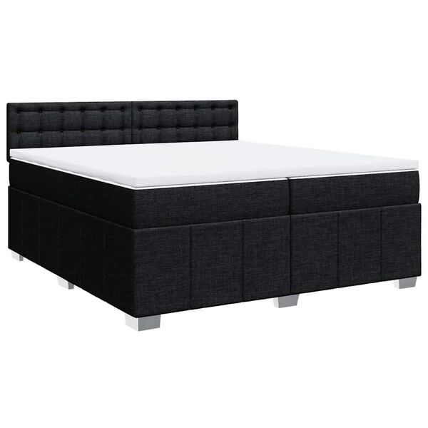 vidaXL Sommier &agrave; lattes de lit avec matelas Noir 200x200 cm Tissu