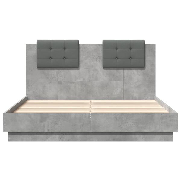 vidaXL Cadre de lit sans matelas gris b&eacute;ton 135x190 cm