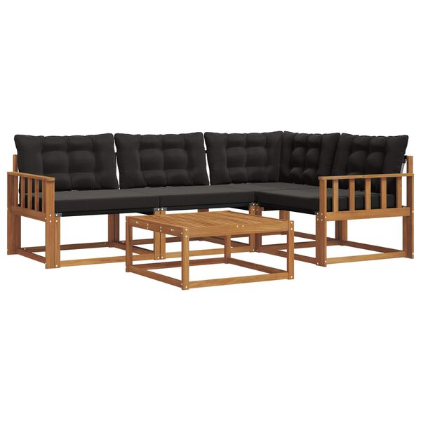 vidaXL Ensemble de canap&eacute;s d'ext&eacute;rieur 5 pcs Naturel et Noir