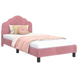 vidaXL Cadre de lit pour enfants avec t&ecirc;te de lit Rose 90 x 190 cm