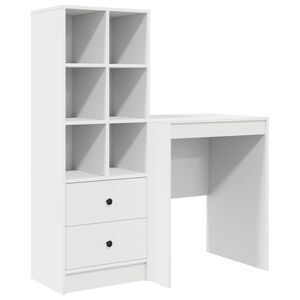 vidaXL Bureau avec tiroir avec &eacute;tag&egrave;re avec stockage 2 pcs Blanc