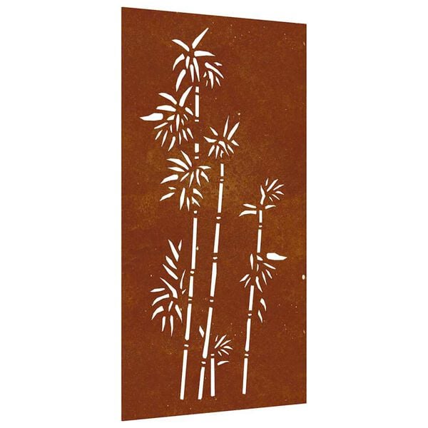 vidaXL D&eacute;coration murale jardin 105x55 cm acier corten design bambou