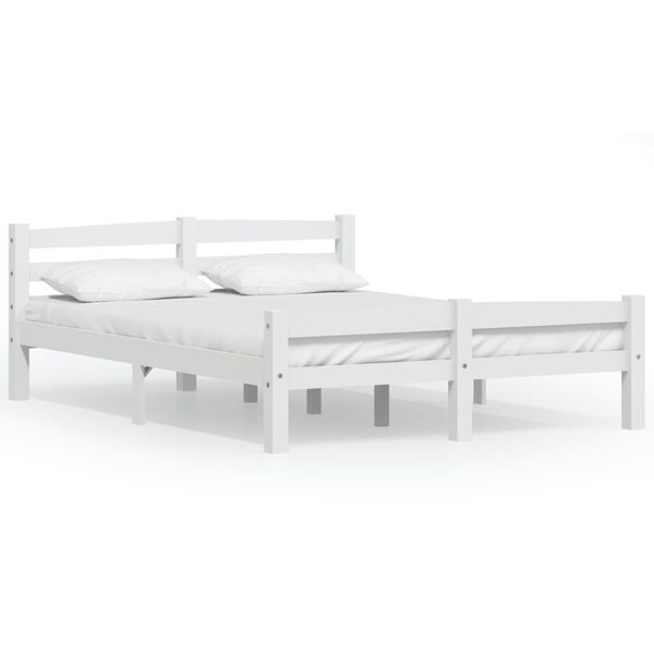 vidaXL Cadre de lit sans matelas blanc bois de pin massif 140x200 cm