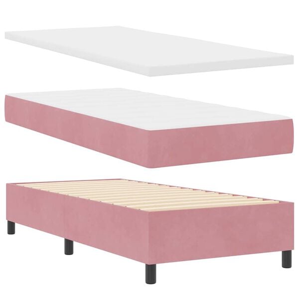 vidaXL Lit &agrave; ressorts avec matelas Rose 90 x 190 cm Velours