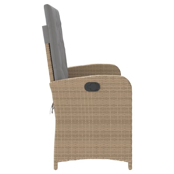 vidaXL Banc inclinable de jardin avec coussins beige r&eacute;sine tress&eacute;e