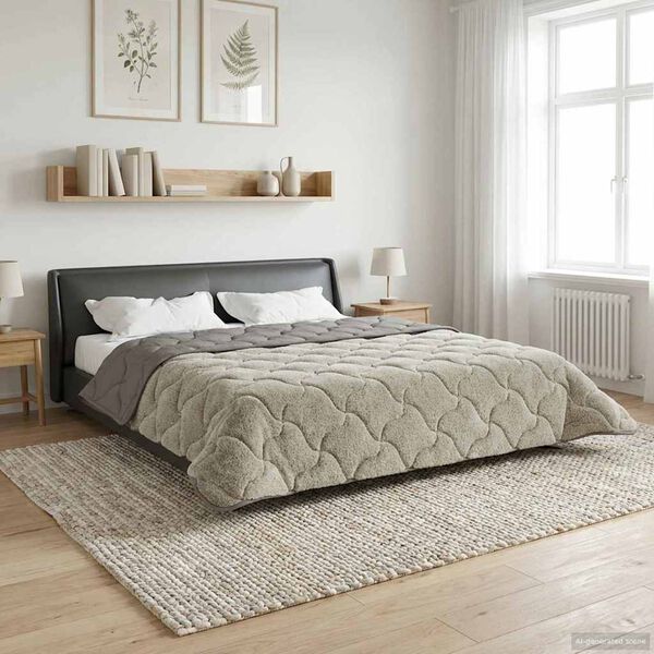 vidaXL Duvet complet toute l'ann&eacute;e Matelass&eacute; Gris clair 200 x 200 cm