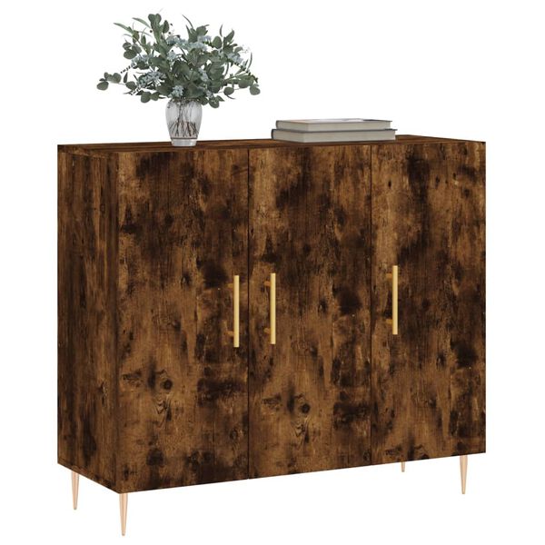 vidaXL Buffet ch&ecirc;ne fum&eacute; 90x34x80 cm bois d'ing&eacute;nierie