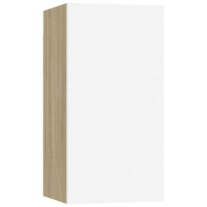 vidaXL Meuble TV Blanc et ch&ecirc;ne sonoma 30,5x30x60 cm Bois d&rsquo;ing&eacute;nierie