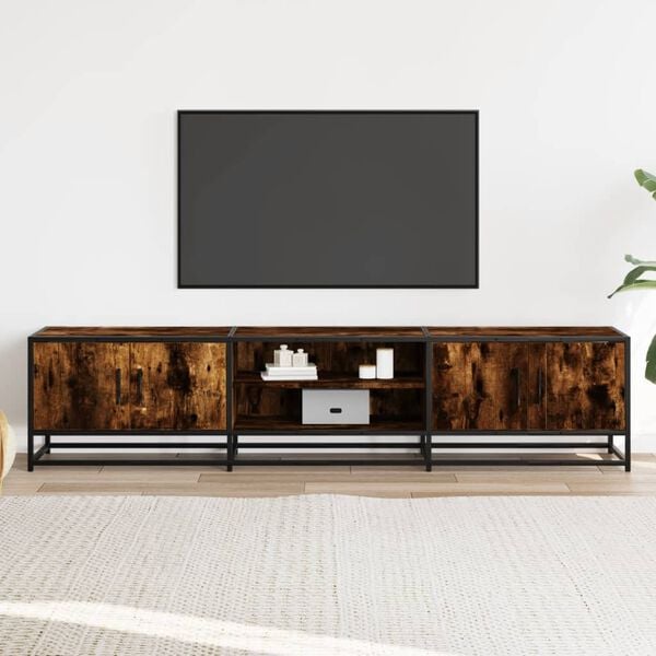 vidaXL Meuble TV chêne fumé 180x35x41 cm bois d'ingénierie