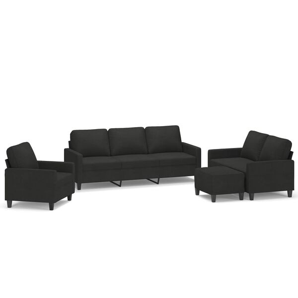 vidaXL Ensemble de canap&eacute;s 4 pcs avec coussins Noir Tissu