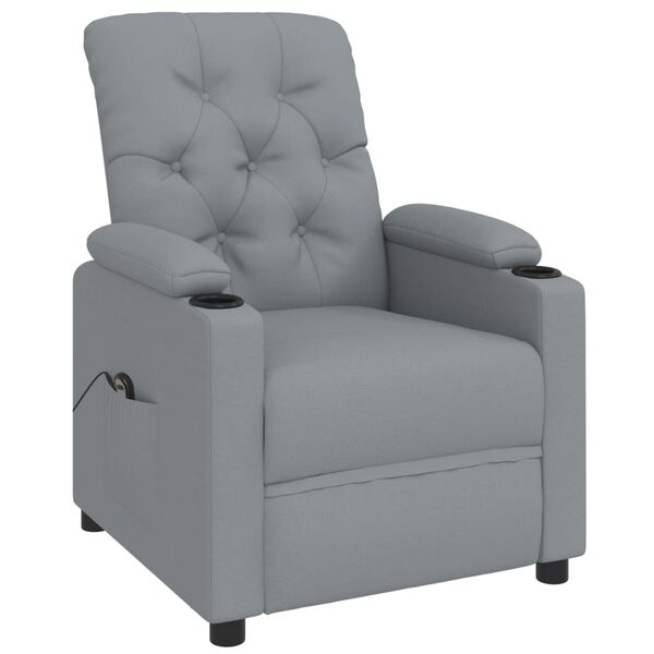 vidaXL Fauteuil inclinable &eacute;lectrique Gris clair Tissu