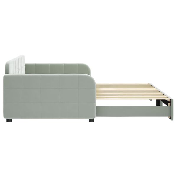 vidaXL Lit de jour avec gigogne sans matelas gris clair 100x200 cm