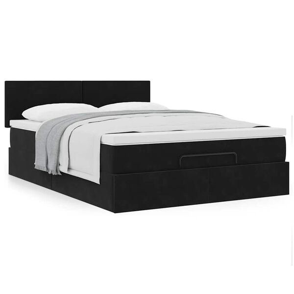 vidaXL Cadre de lit ottoman avec matelas noir 140x190 cm velours