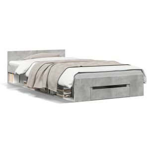 vidaXL Cadre de lit avec tiroir sans matelas gris b&eacute;ton 75x190 cm