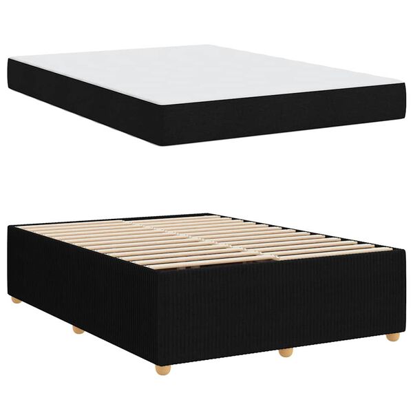 vidaXL Cadre de lit avec matelas Noir 160 x 200 cm tissu