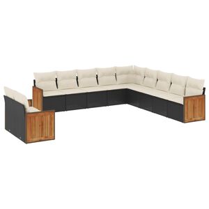 vidaXL Salon de jardin 11 pcs avec coussins noir r&eacute;sine tress&eacute;e