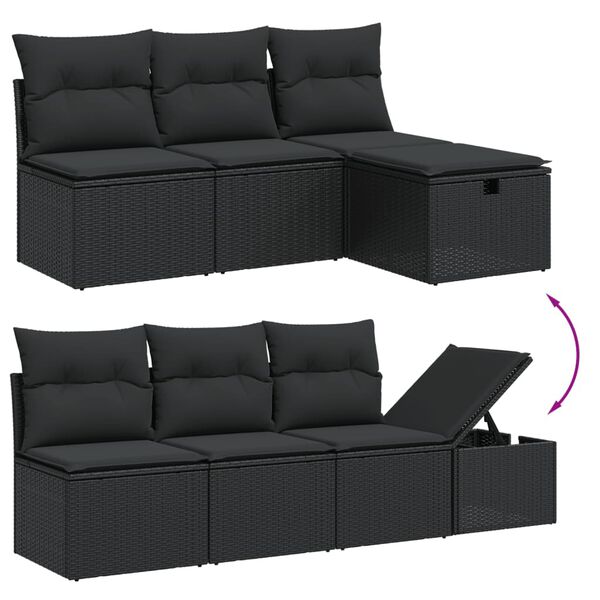 vidaXL Salon de jardin 7 pcs avec coussins noir r&eacute;sine tress&eacute;e