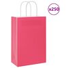 vidaXL Sacs en papier 250 pcs avec poign&eacute;es rose 21x11x31 cm