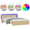 vidaXL Cadre de lit avec LED sans matelas ch&ecirc;ne sonoma 150x200 cm