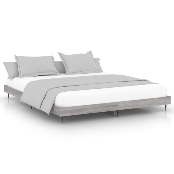 vidaXL Cadre de lit sans matelas sonoma gris 120x200cm bois ing&eacute;nierie