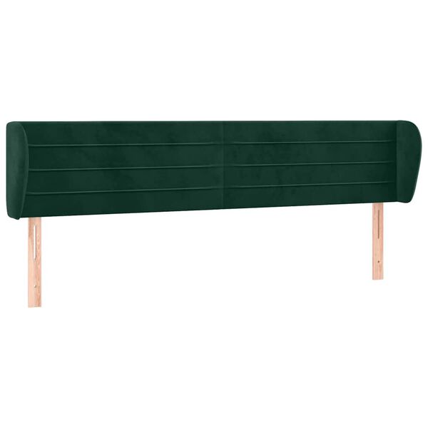 vidaXL T&ecirc;te de lit avec oreilles Vert fonc&eacute; 183x23x78/88 cm Velours