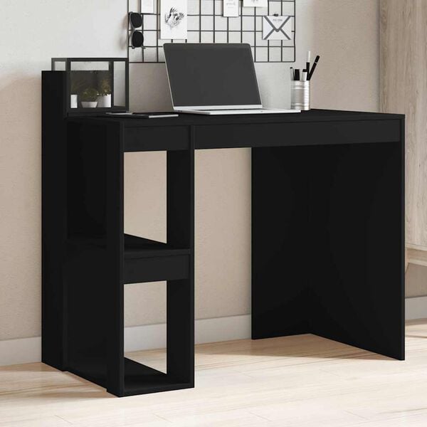 vidaXL Bureau noir 103,5x56,5x94 cm bois d'ing&eacute;nierie