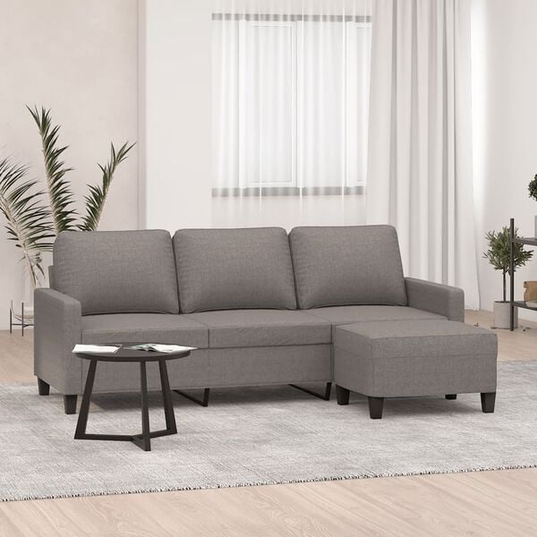 vidaXL Canap&eacute; &agrave; 3 places avec repose-pieds Taupe 180 cm Tissu