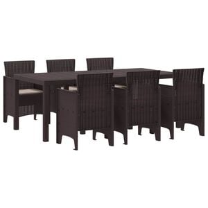 vidaXL Ensemble de salle à manger pour jardin 7 pcs Marron Rattan Polt