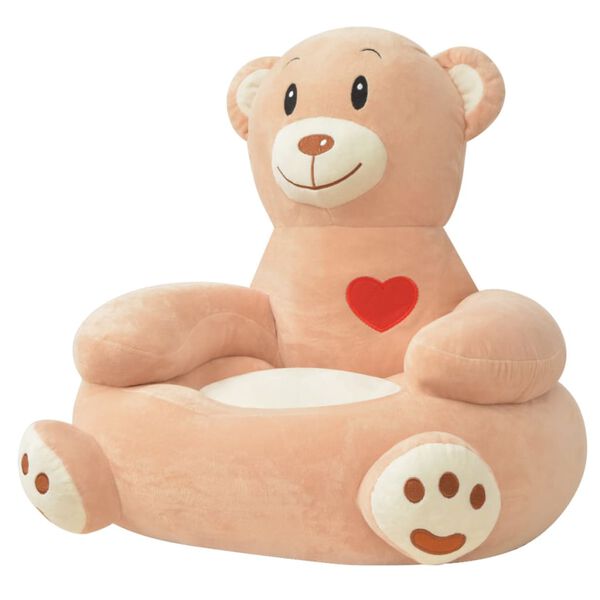 vidaXL Chaise pour enfants en peluche ours Marron