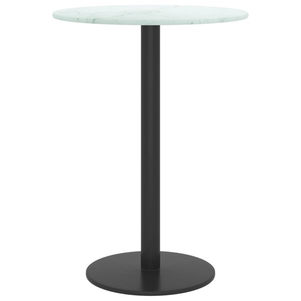 vidaXL Dessus de table blanc Ø30x0,8cm verre trempé avec design marbre