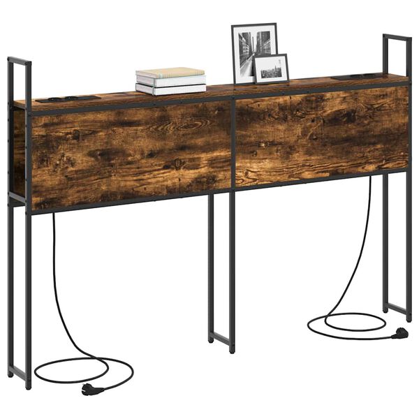 vidaXL Headboard de Rangement avec Station de Charge Ch&ecirc;ne fum&eacute; 150 cm