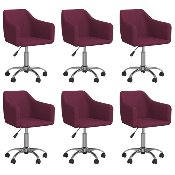 vidaXL Chaises pivotantes &agrave; manger lot de 6 violet tissu
